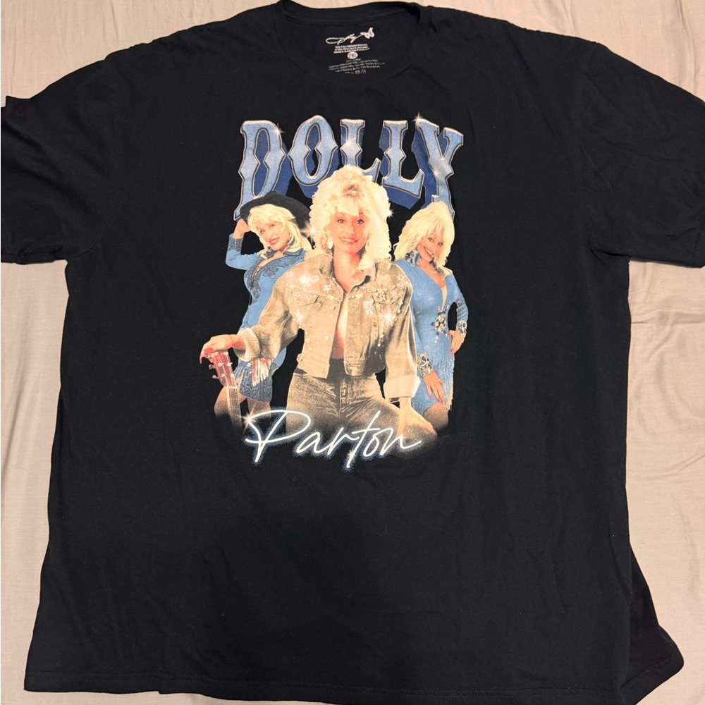 Dollcake Black Graphic Tee with Blue Accents